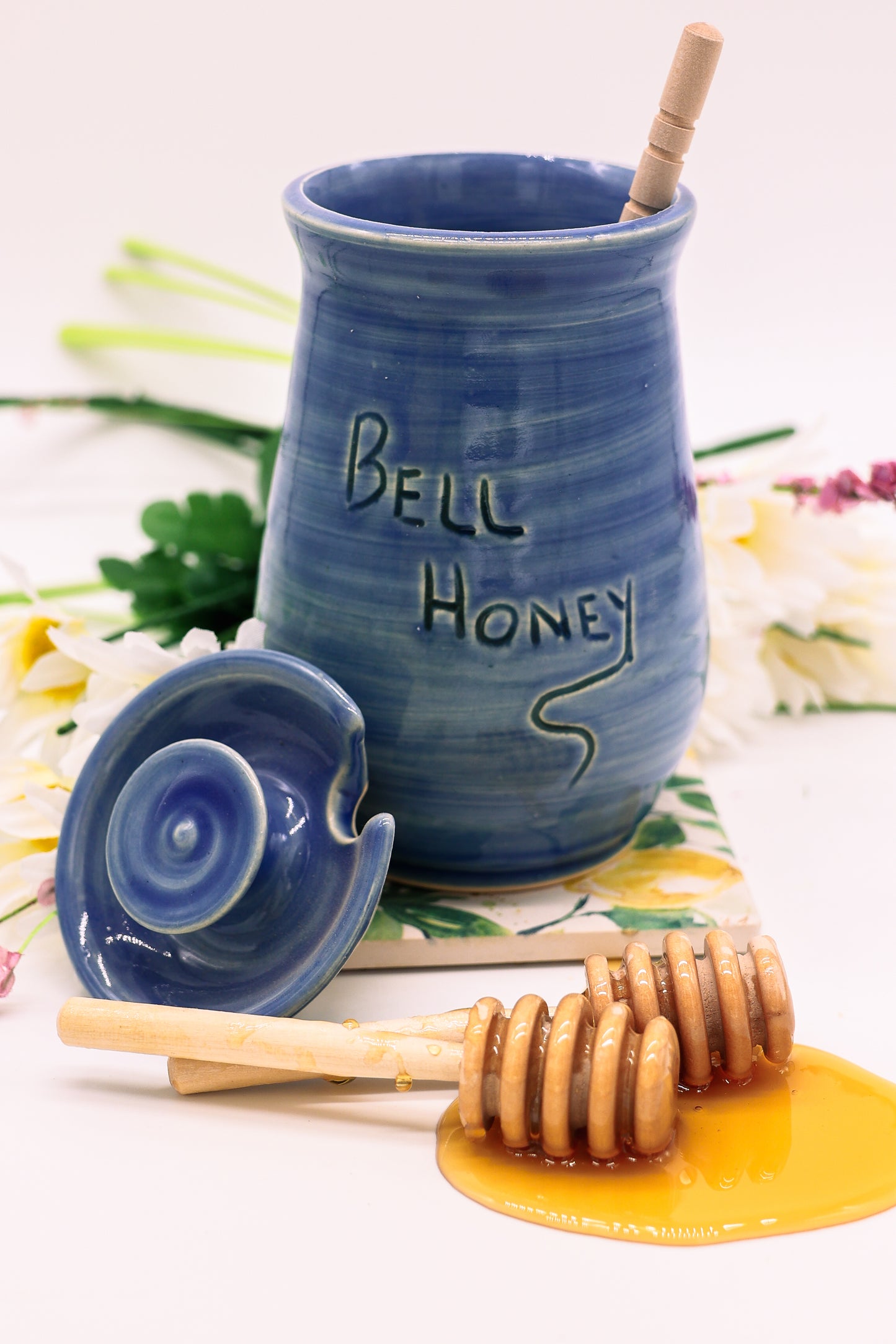 Handmade Honey pot with Honey Dipper
