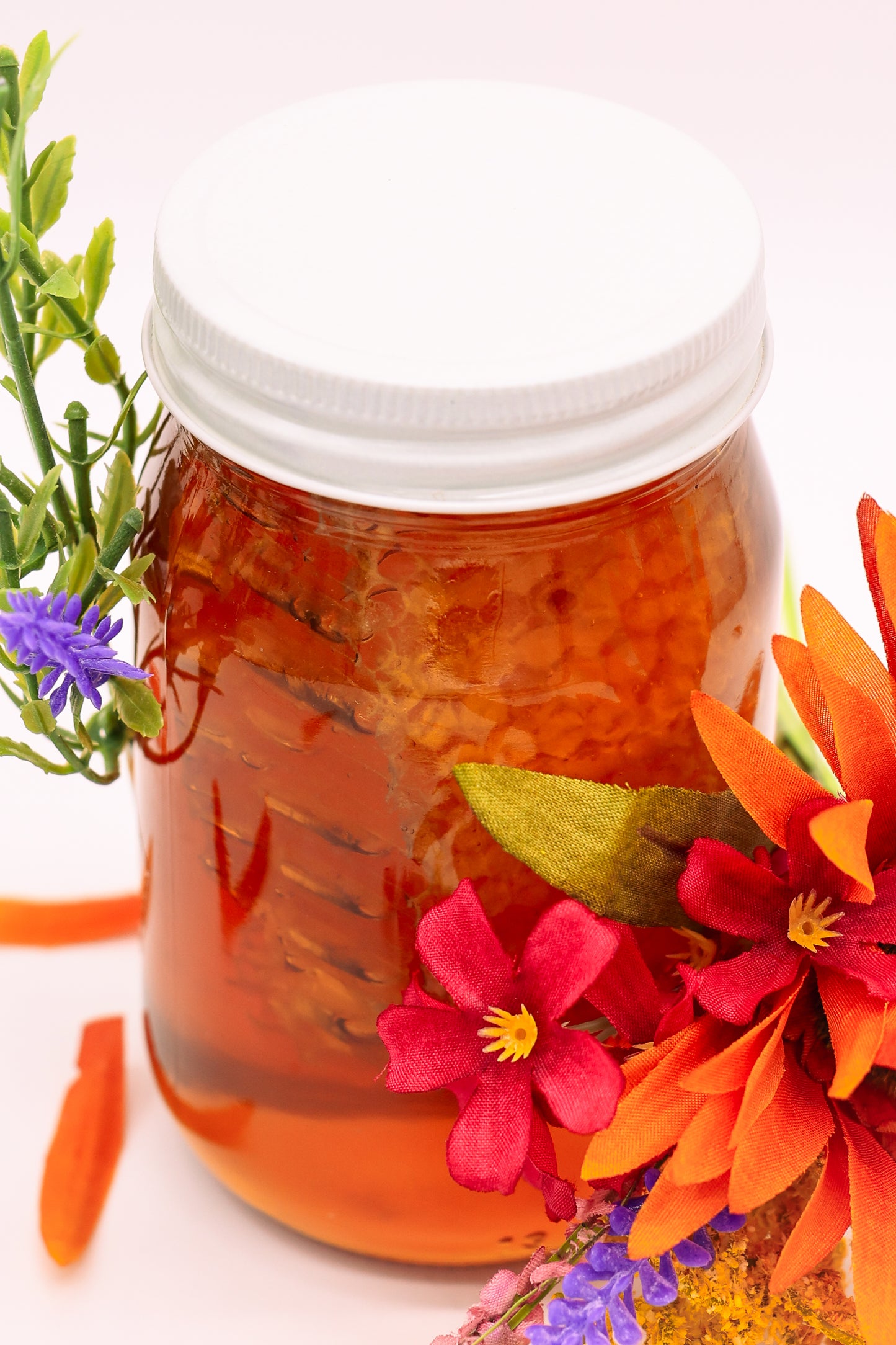 Case (12) - Pure wildflower Honey 22oz Pint Jar with Comb