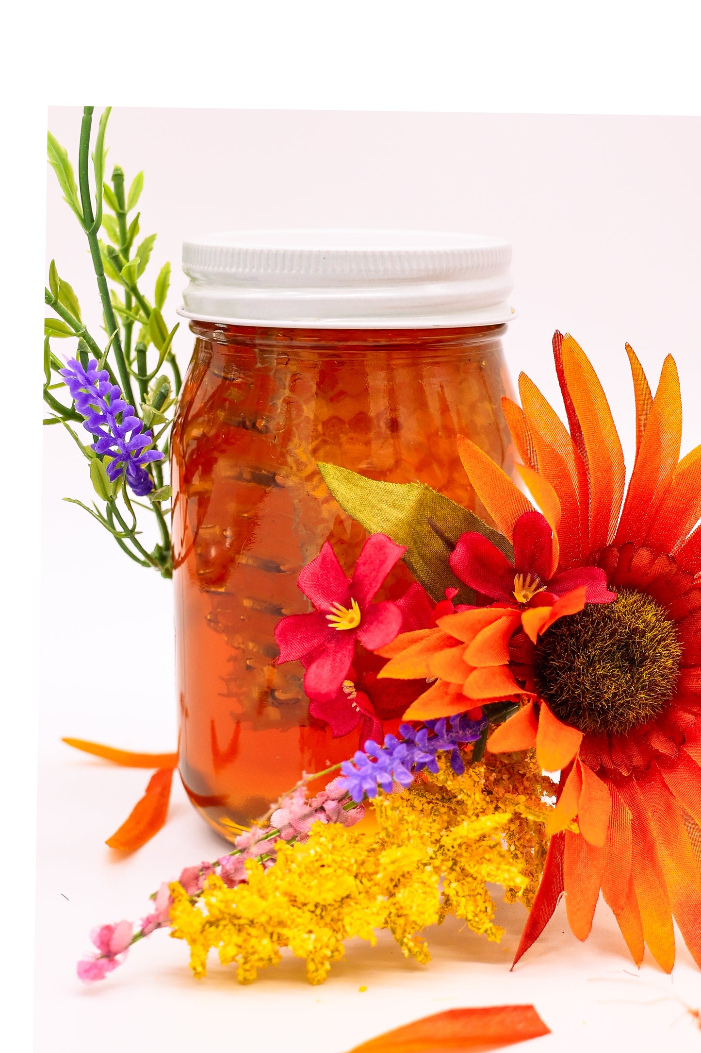 Case (12) - Pure wildflower Honey 22oz Pint Jar with Comb