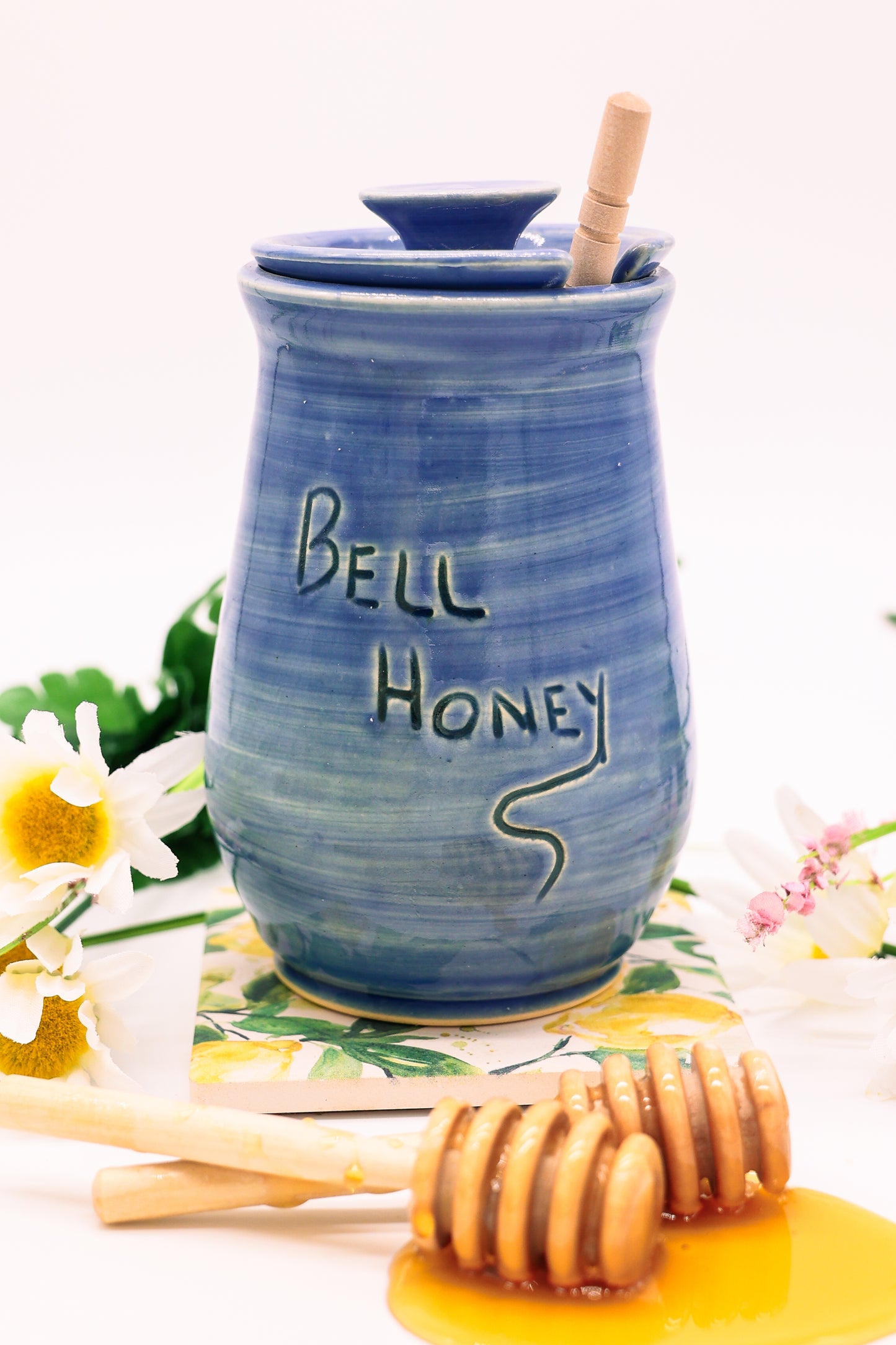 Handmade Honey pot with Honey Dipper