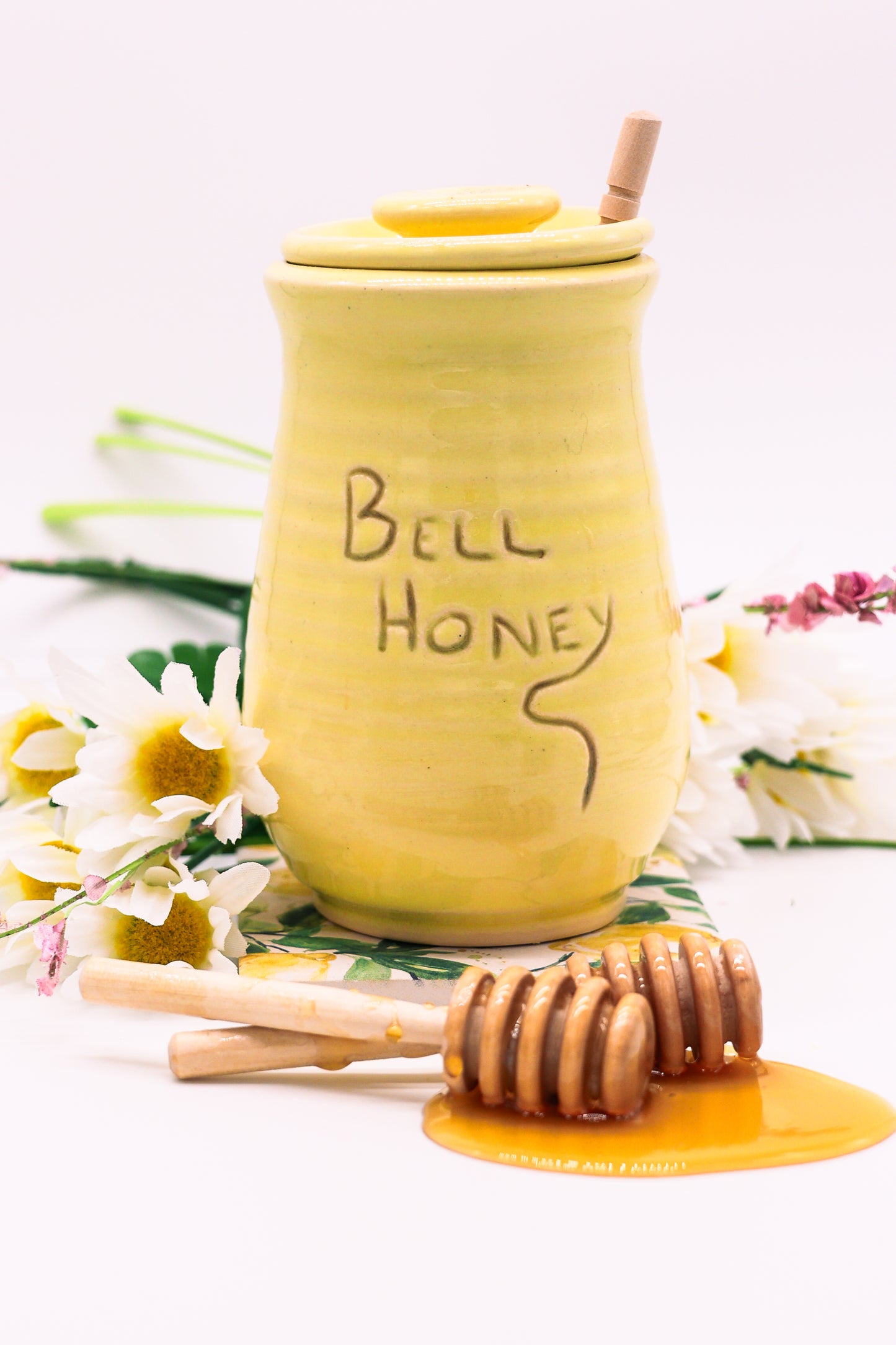 Handmade Honey pot with Honey Dipper