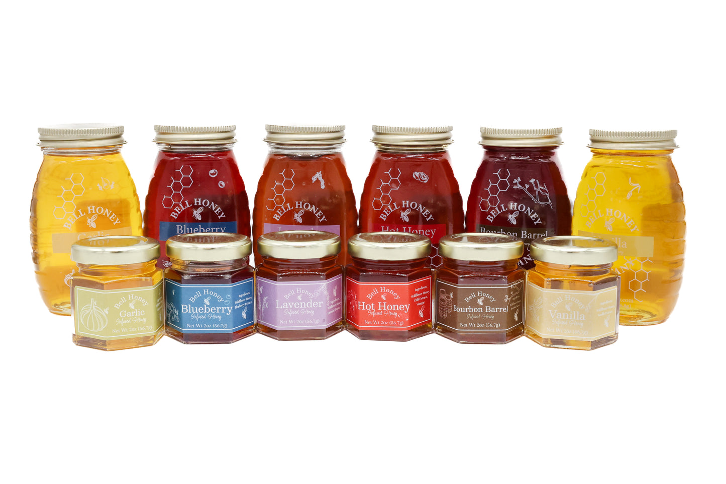 2oz Hexagon Flavor Honey Jars