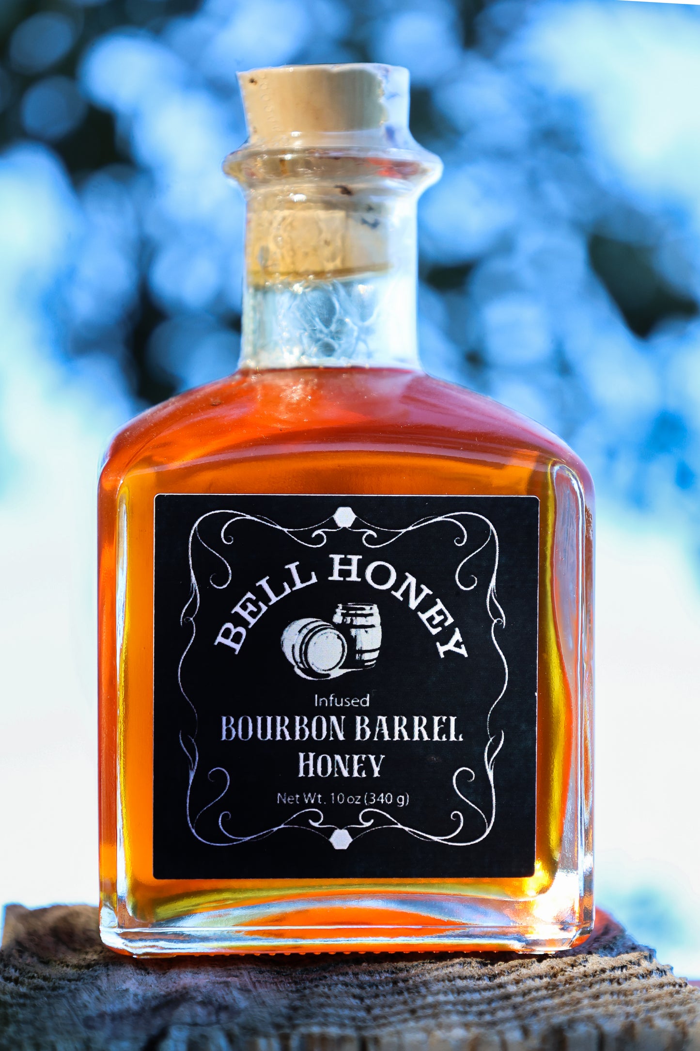 10oz Glass Square Bourbon Barrel Jar