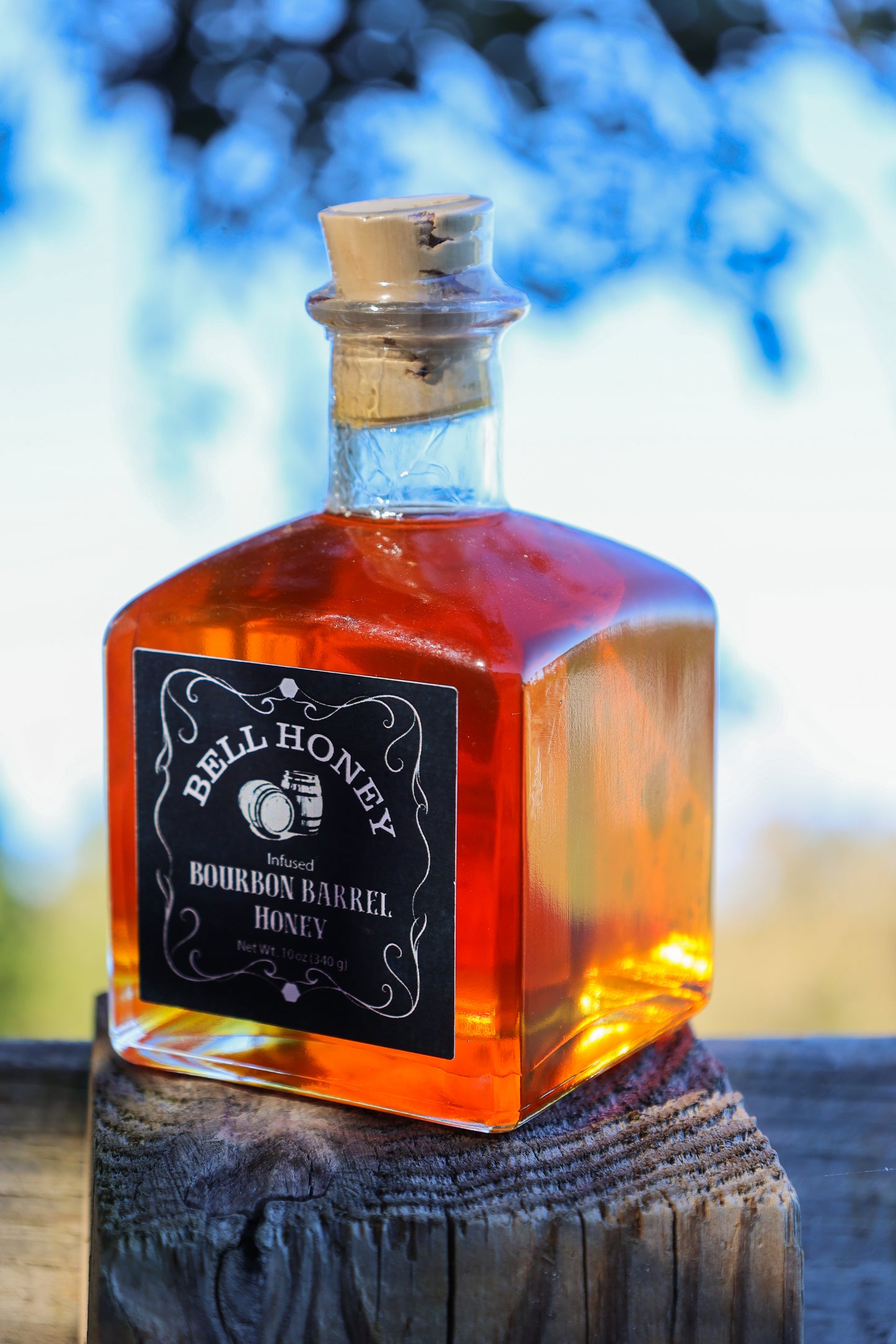 10oz Glass Square Bourbon Barrel Jar