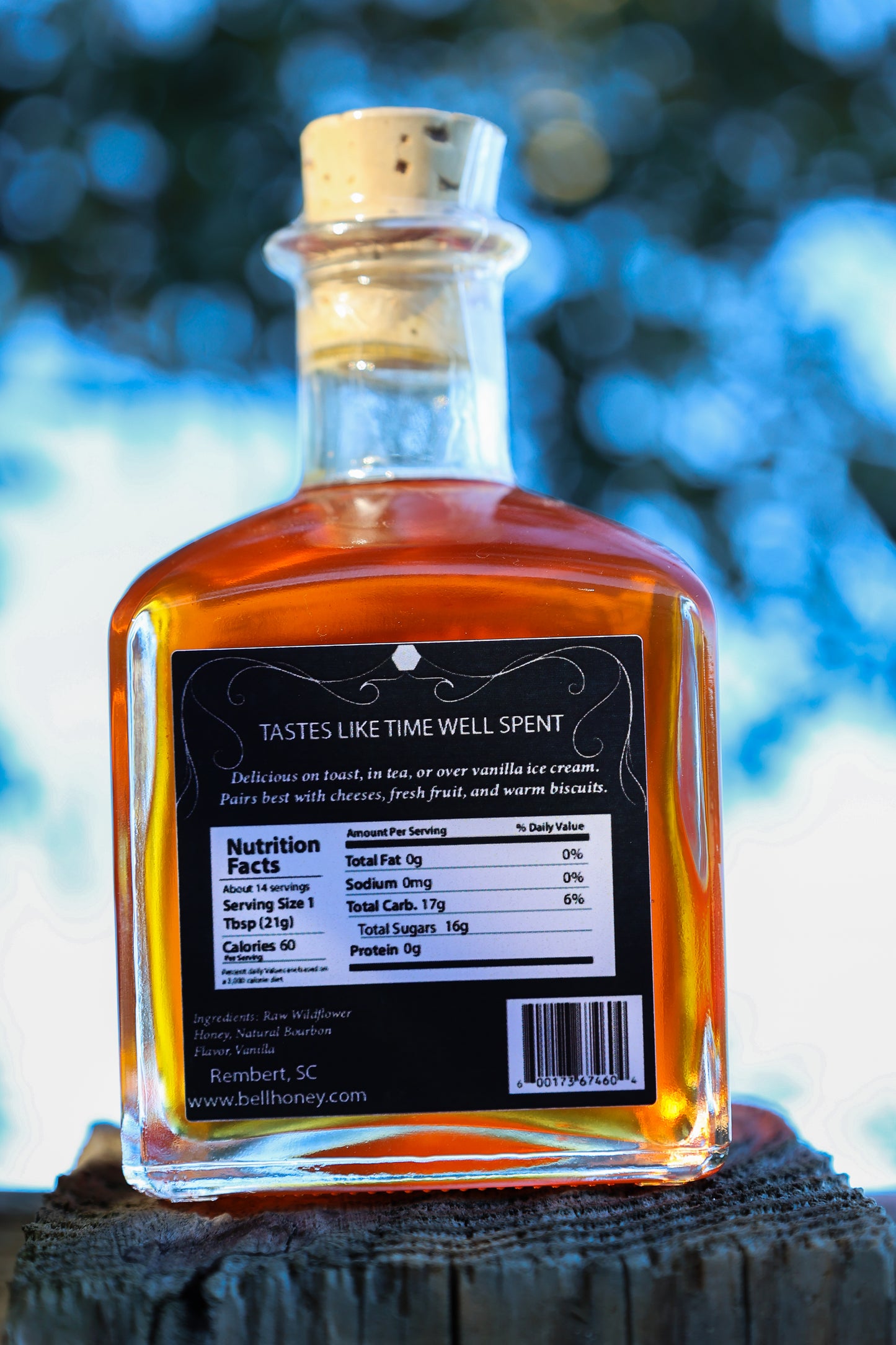 10oz Glass Square Bourbon Barrel Jar