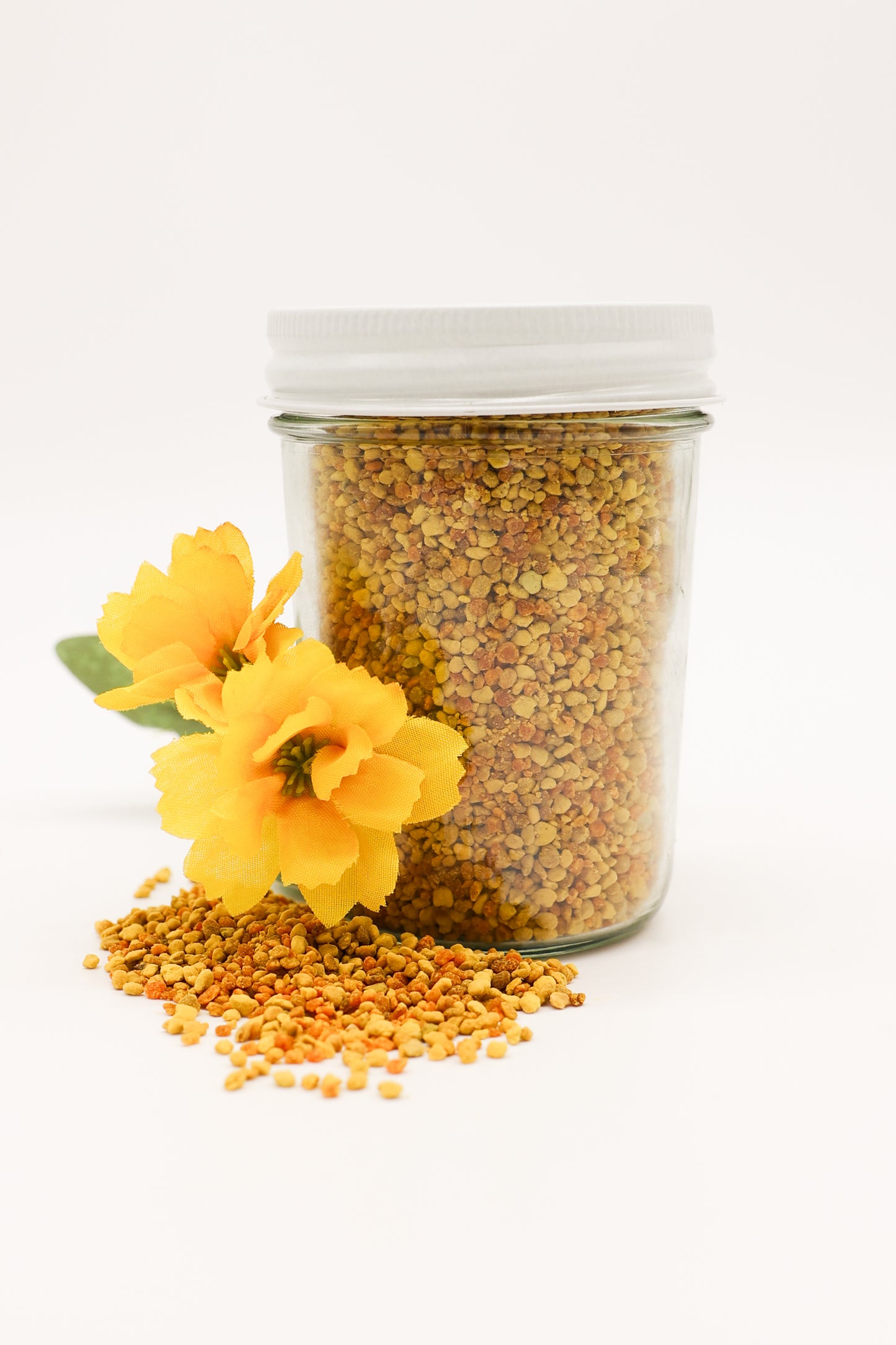 Pure Honeybee Pollen Granules 8oz. Glass Jar